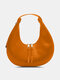 Fashion Half Moon Shape Handbag Faux Leather Solid Color Waterproof Hobo Bag - Orange