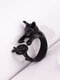 Vintage Animals-Shape Women Ring Cute Cat Eat Fish Ring Jewelry Gift - #02