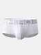 Men Mesh Breathable Sport Boxer Briefs Stretch Pouch Underwear - White
