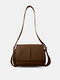 Women Faux Leather Fashion Solid Color Crossbody Bag Shoulder Bag - Dark Brown
