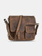 Men Vintage Faux Leather Multifunction Anti-theft Multi-pocket Crossbody Bag Shoulder Bag - Brown