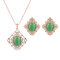 Luxury Jewelry Set Rhinestone Opal Necklace Earrings Set - Green