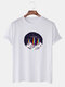 Mens Landscape Graphic Printed Cotton O-Neck Casual Short Sleeve T-Shirts - White