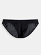 Men Sexy Low Waist Brief Super Thin Ice Silk Transparent Seamless Underwear - Black
