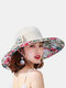 Women Cotton Double-sided Wear Bowknot Flower Pattern Printing Sun Protection Bucket Hat - Beige