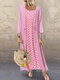 Polka Dot Print Straps Long Sleeve Cardigan Plus Size Two Pieces Dress - Pink