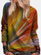 Colorful Tie-dye Print O-neck Long Sleeve Sweatshirt - Orange