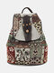 Casual Cotton Linen Embroidered Ethnic Pattern Print Multi-Carry Handbag Backpack - #01
