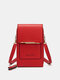 Women Faux Leather Fashion Solid Color Multifunction Waterproof Crossbody Bag Phone Bag - Red