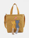 المرأة قماش القط الأرنب نمط حقيبة كتف حقيبة حقيبة كروسبودي - أصفر 1