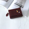 Faux Leather Trifold Short Wallet Coin Purse For Women - Wine Red