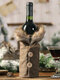 1 Stück Weihnachten gestreifte karierte Weinflaschentasche Rotwein Champagner Weihnachtstischdekorationen - braun