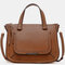 Women Large Capacity Multifunctional Solid Leather Crossbody Bag Handbag - Coffee