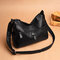 Women Faux Leather Leisure Shoulder Bag Crossbody Bag - Black