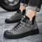  Men Leather Casual Tooling  Martin Boots   - Gray