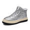 Men Brief Stitching Non-slip Lace Up Warm Lining Casual Boots - Silver