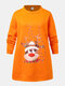 Plus Size Lovely Cartoon Elk Print Christmas Casual Sweatshirt - Orange