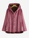 Corduroy Asymmetrical Hem Button Hooded Plus Size Coat - Rose