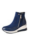 Women Solid Color Patchwork Casual Side Zipper Sport Short Boots - Blue