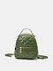 Women Fashion Simple Faux Leather Lattice Pattern Large Capacity Mini Backpack - Green