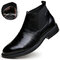 Men Cow Leather Non Slip Elastic Panels Slip On Chelsea Boots - Black 1