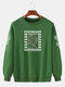 Mens Flower Graphic Letter Print Crew Neck Casual Drop Shoulder Sweatshirts - Green