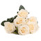 10 प्रमुख कृत्रिम रेशम फूल गुलाब शादी गुलदस्ता पार्टी घर की सजावट - बेज