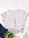 Moon Print Short Sleeve O-neck Loose Casual T-Shirt For Women - Meteor White