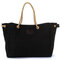 Women Casual Canvas Shopping Bag Tote Messenger Handbag - Black