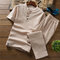 men's linen short-sleeved suit cotton and linen lay clothing casual Zen work tea service two-piece - Khaki