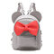 Women Cute Shape Contrast Bow Tie Embellished Backpack Multi-function Crossbody Bag - Gray