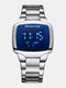 6 Colors Stainless Steel Alloy Men Trendy Business Digital Display Rectangular Dial Waterproof Digital Watches - Silver Blue