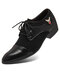 Men Vintage Color Blocking Pointed Toe Business Casual Dress Shoes - Black