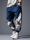 Uomo etnico geometrico Modello Jogger patchwork con coulisse ampia Pantaloni Inverno - blu