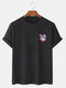 Mens Crane Graphic Crew Neck 100% Cotton Short Sleeve T-Shirts - Black