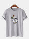 Mens Rose Duck Print Crew Neck Short Sleeve Cotton T-Shirts - Gray