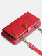 Wallet Case for iPhone Samsung [2 in 1] Magnetic Detachable Wallet Purse [Crossbody Chain] Folio Flip Card Solt Protection Back Cover - Red