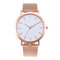 Casual Business Women Watch Full Alloy Case Mesh Band No Number Dial Quartz Watch - Rose Gold