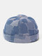 Unisex Denim Colorblock Trendy All-match Adjustable Brimless Beanie Landlord Caps Skull Caps - Light Blue