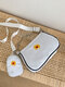 Women Calico Floral Daisy Pattern Chains Crossbody Bag Shoulder Bag - White