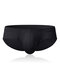 Mens Sexy Ultra Thin Ice Silk Underwear Solid Color Transparent Breathable Elastic Pouch Brief - Black