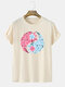 Mens Floral Graphics Ethnic Style Short Sleeve T-Shirt - Khaki