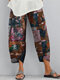 Flower Print Elastic Waist Casual Pant For Women With Pocket - Pink