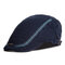 Mens Cotton Embroidery Sunshade Berets Caps Casual Travel Painter Forward Hat - Navy