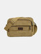 Menico Men's Washed Canvas Casual Simple Shoulder Bag Wear-Resistant Breathable Diagonal Bag - Khaki