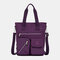 Women Solid Nylon Waterproof Large Capacity Crossbody Bag - Purple