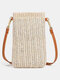 Casual Straw Simple Design Multifunction 6.8 Inch Phone Bag Crossbody Bag - Beige