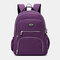 Women Canvas Multifunction Waterproof Casual Patchwork Backpack - Purple