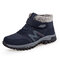 Men Outdoor Warm Lined Slip Resistant Casual Hiking Boots - Blue