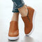 Plus Size Women Casual Splicing Zipper Flat Ankle Short Boots - Brown